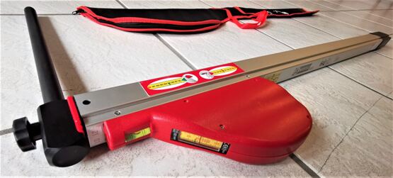 Teleskop-Messstab 5 Meter, mit Rollbandmass-Anzeige und 35 cm Ausleger