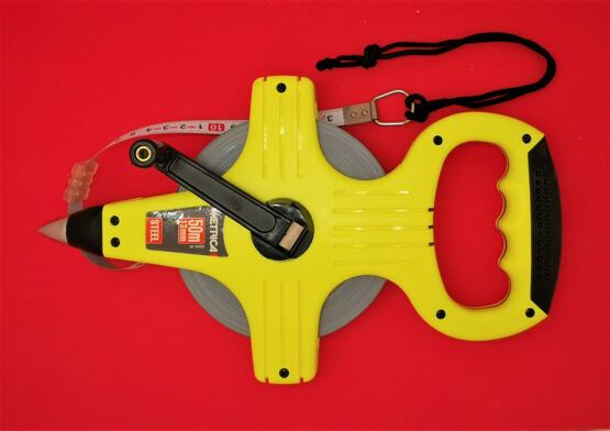 Messband 50 Meter, mit gummiertem Handgriff und Kurbel