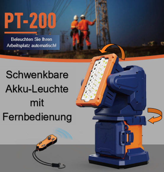 MC Set: Steuerbarer Arbeitsscheinwerfer mit Fernbedienung, Ladegerät und Akku